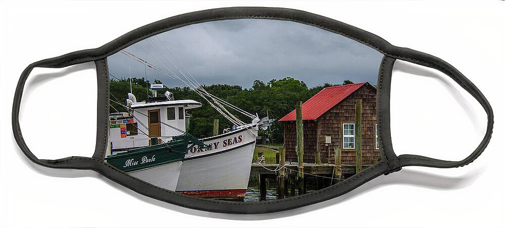 Stormy Seas Face Mask featuring the photograph Stormy Seas Shem Creek by Dale Powell
