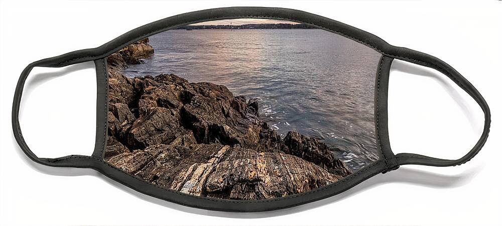 New Hampshire Face Mask featuring the photograph Striations. Leading Lines In The Rocks by Jeff Sinon