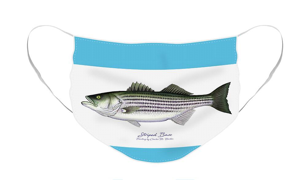 Striped Bass Art Face Mask featuring the painting Striped Bass by Charles Harden