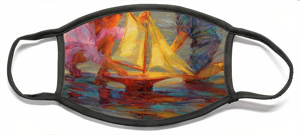 Impressionism Face Mask featuring the painting Summertime Sails by Diane Leonard