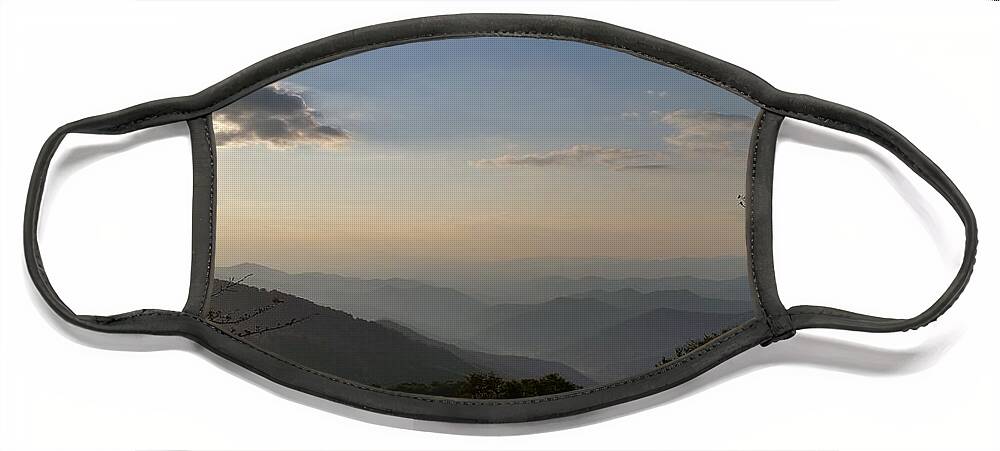 Blue Ridge Face Mask featuring the photograph Sun setting on Blue Ridge Mountain Overlook by Stacie Siemsen