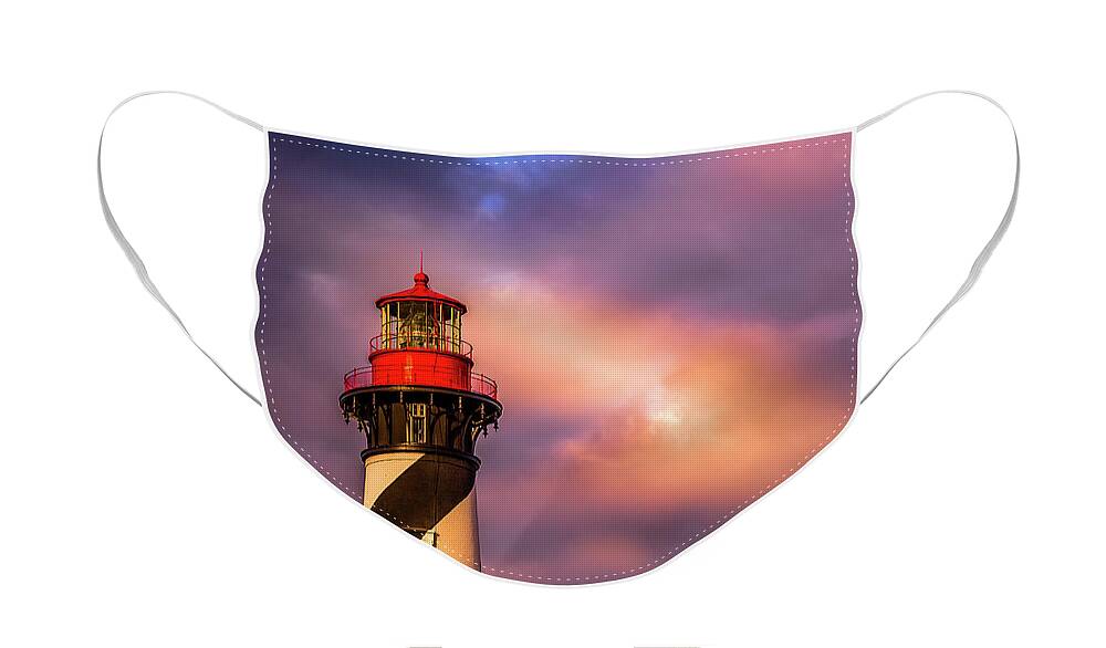 St Augustine Face Mask featuring the photograph Sunlit Lighthouse by Joseph Desiderio