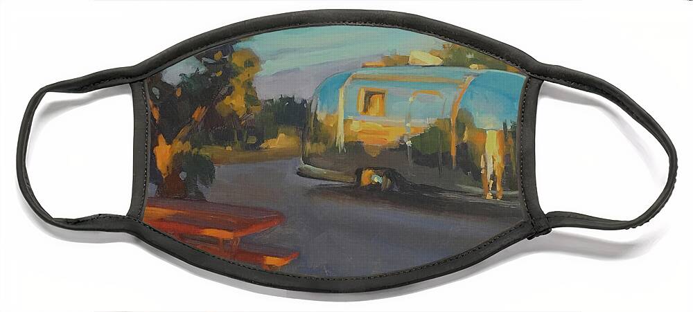Airstream Face Mask featuring the painting Sunrise in Navajo Monument by Elizabeth Jose