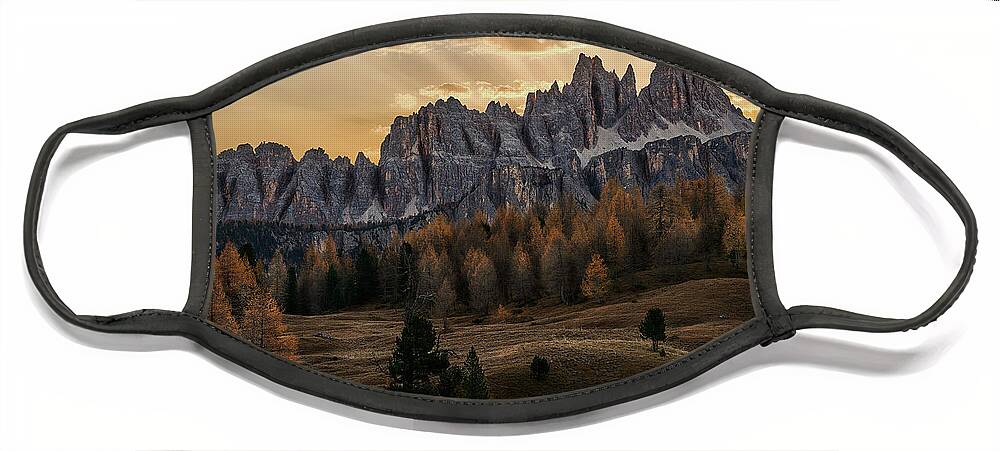 Dolomites Face Mask featuring the photograph Sunrise in the Dolomites by Jon Glaser
