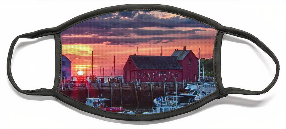 Rockport Harbor Face Mask featuring the photograph Sunrise on Rockport Harbor by Jeff Folger