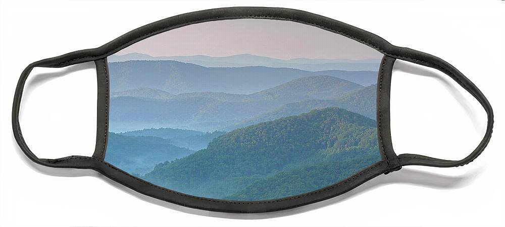00586341 Face Mask featuring the photograph Sunrise Over Pisgah National Forest, North Carolina by Tim Fitzharris
