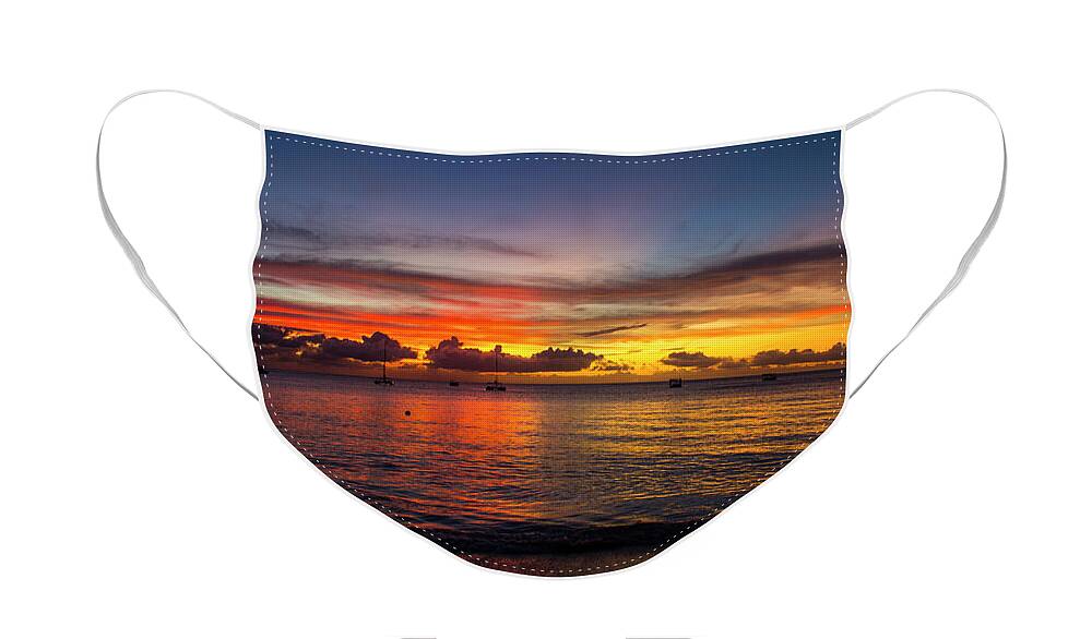 Barbados Face Mask featuring the photograph Sunset 4 No Filter by Stuart Manning
