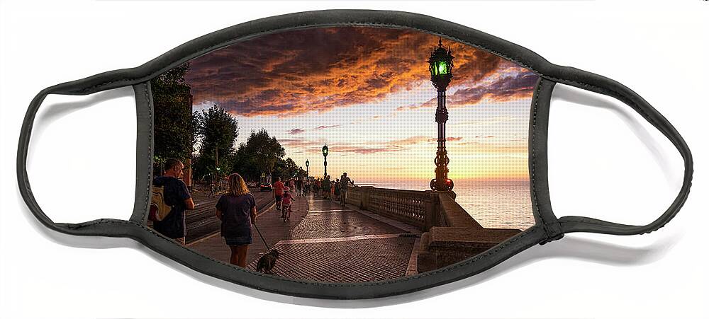 Sunset Face Mask featuring the photograph Sunset at Alameda Apodaca Promenade Cadiz Spain by Pablo Avanzini