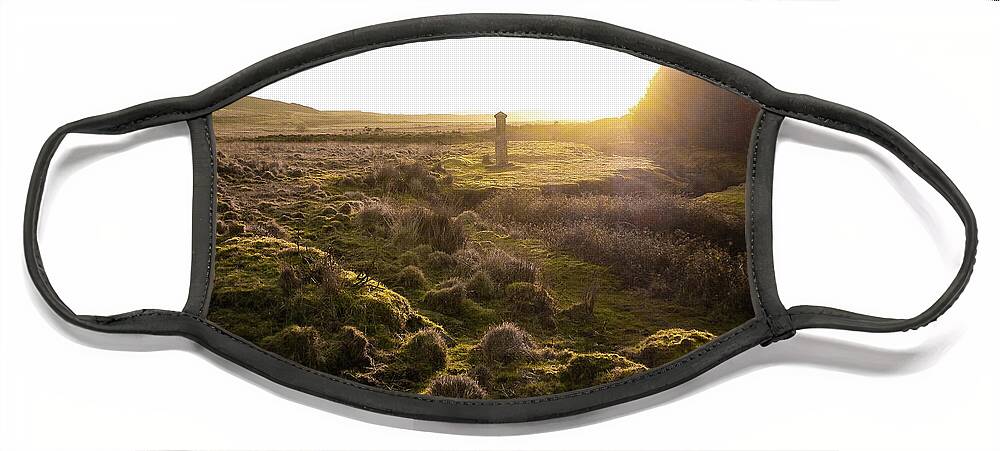 Charlotte Dymond Face Mask featuring the photograph Sunset At Charlotte Dymond Murder Memorial Bodmin Moor Cornwall by Richard Brookes
