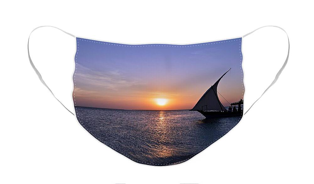 Sunset Face Mask featuring the photograph Sunset at Zanzibar by Thomas Schroeder