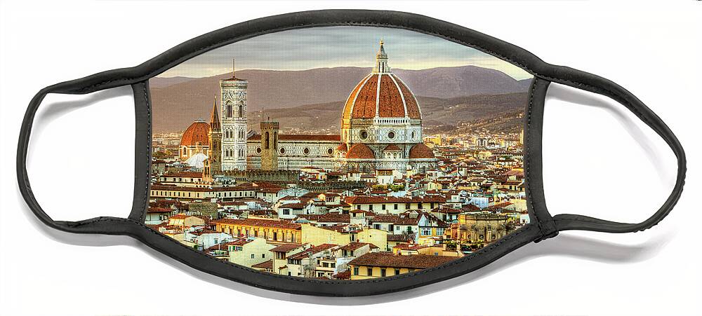 Florence Face Mask featuring the photograph Sunset in Florence Triptych 3 - Duomo by Weston Westmoreland