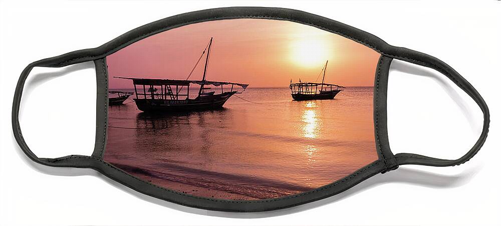Sunset Face Mask featuring the photograph Sunset in Zanzibar by Lyl Dil Creations