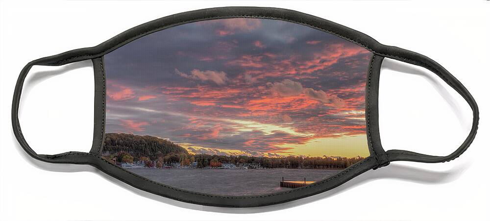Door County Face Mask featuring the photograph Sunset over Fish Creek by Paul Schultz