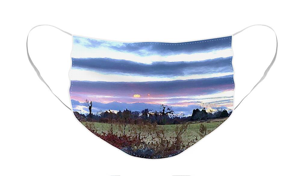 Sunset Face Mask featuring the photograph Sunset Over Sheep Pasture by Tom Johnson