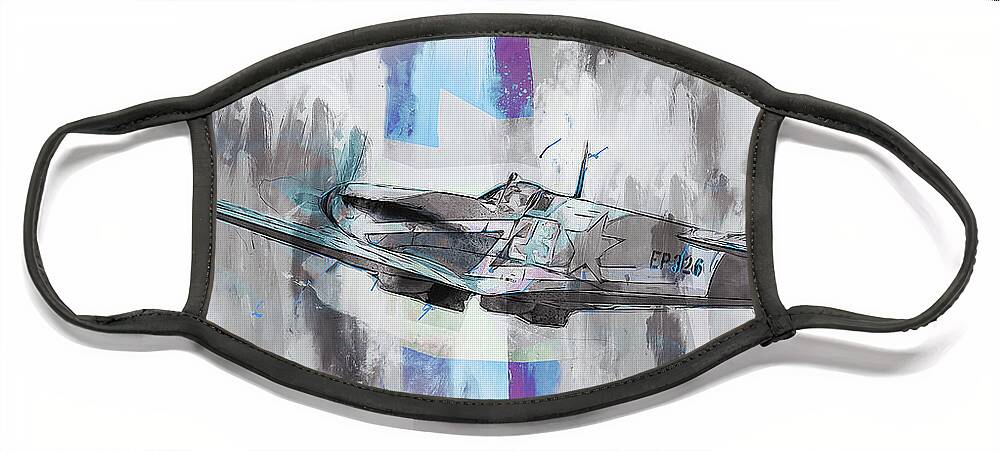 Spitfire Face Mask featuring the painting Supermarine Spitfire - 37 by AM FineArtPrints