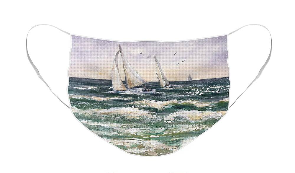 Sailing Face Mask featuring the painting Surf and Sail by Deborah Ferree