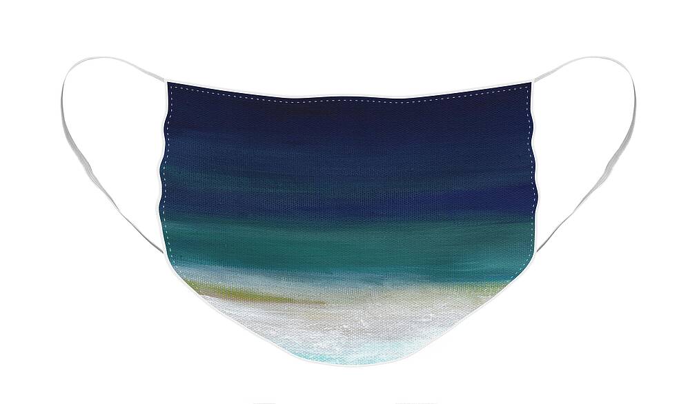 Abstract Face Mask featuring the painting Surf and Sky- abstract beach painting by Linda Woods