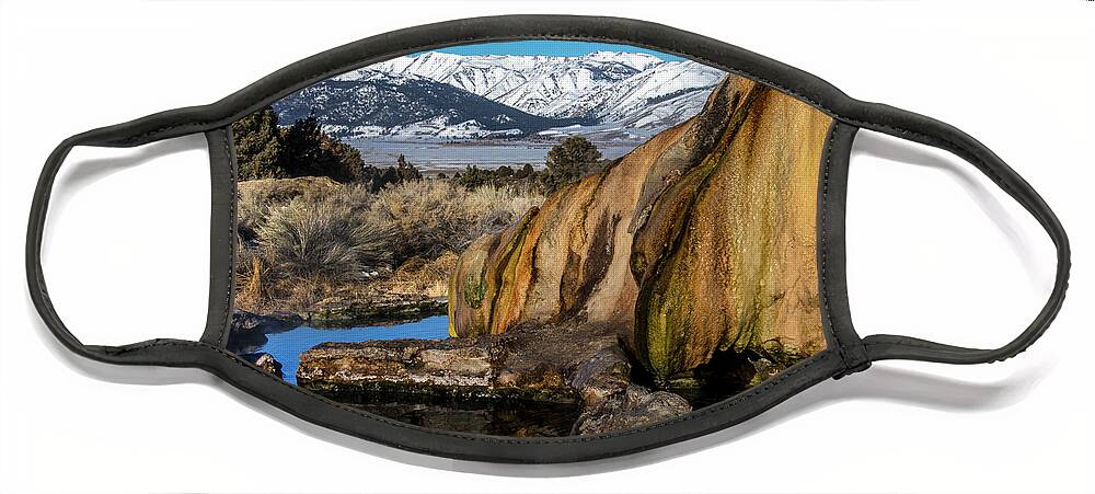  Face Mask featuring the photograph Travertine hot spring by John T Humphrey