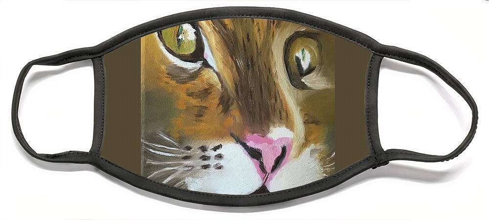Original Art Work Face Mask featuring the painting Tabby Kat by Theresa Honeycheck