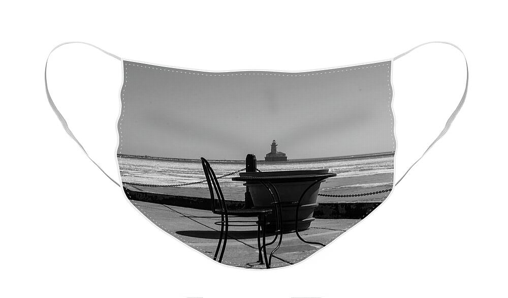 Table Face Mask featuring the photograph Table for one bw by Stuart Manning