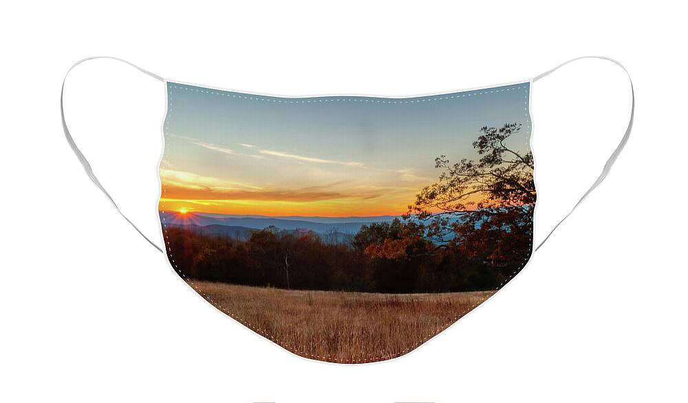 Shenandoah National Park Face Mask featuring the photograph Tanner's Ridge Overlook Sunset by Lara Ellis