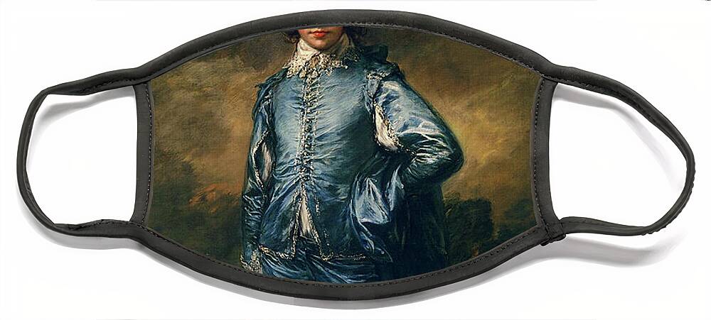 The Blue Boy Face Mask featuring the painting The Blue Boy by Thomas Gainsborough by Rolando Burbon