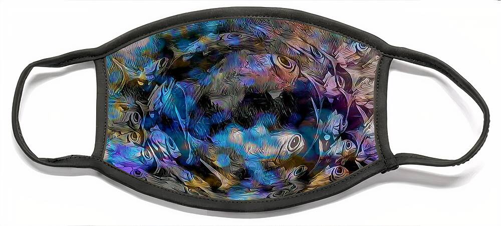 Modern Abstract Art Face Mask featuring the painting The Fish In Focus by Joan Stratton
