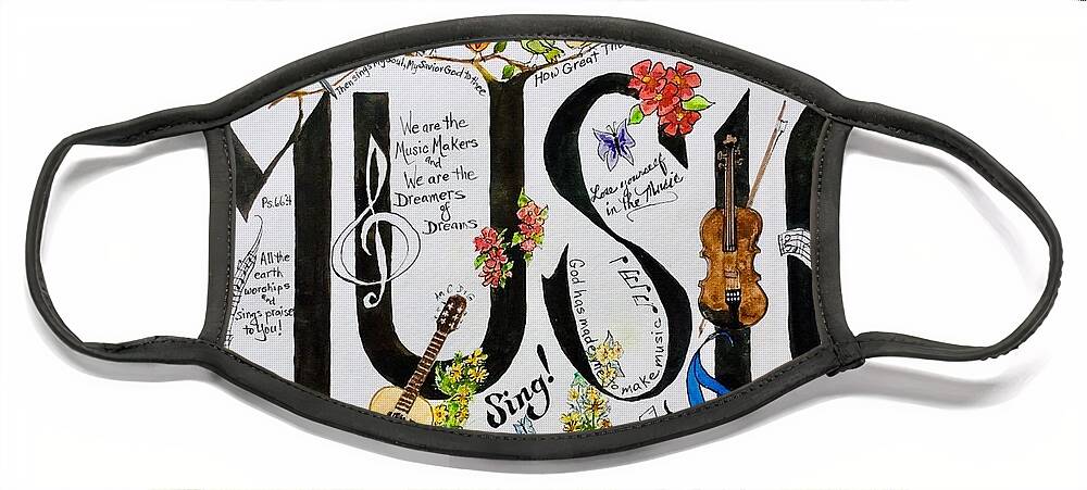 Music Face Mask featuring the painting The Gift by Cheryl Wallace