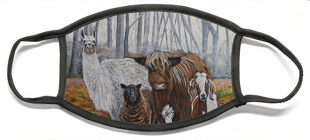 Alpaca Face Mask featuring the painting The Power Team by Marilyn McNish