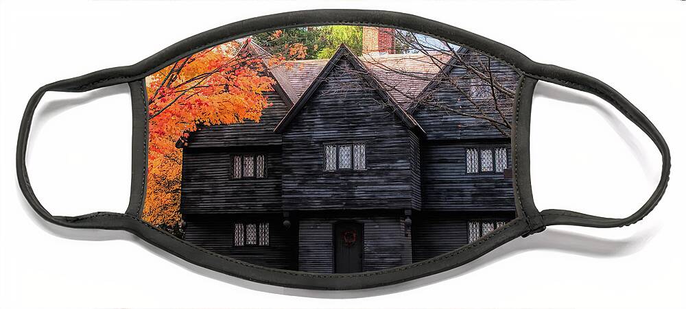 Salem Witch House Face Mask featuring the photograph The Salem Witch House by Jeff Folger