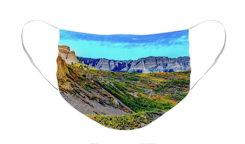 Aspens Face Mask featuring the photograph The Wall by Johnny Boyd