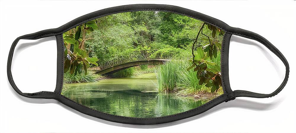 Gardens Face Mask featuring the photograph The Welty Gardens Lake by Susan Rissi Tregoning