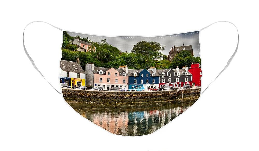Scotland Face Mask featuring the photograph Tobermory Main Street and Reflections - Scotland by Stuart Litoff
