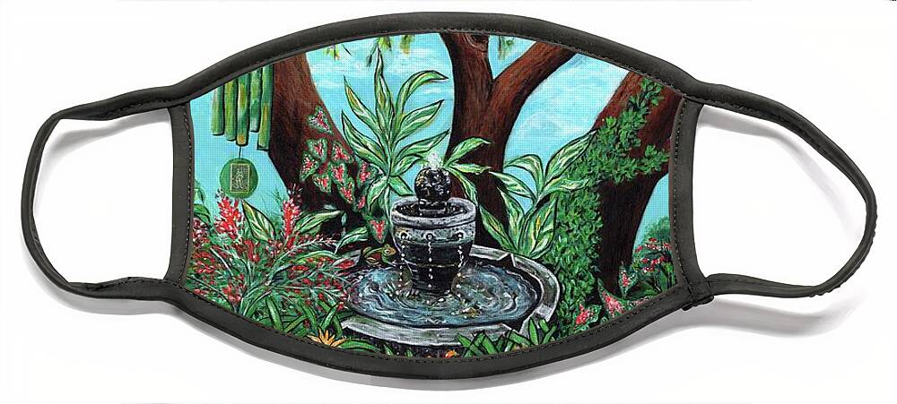 Everett Spruill Face Mask featuring the painting Tranquility Garden by Everett Spruill
