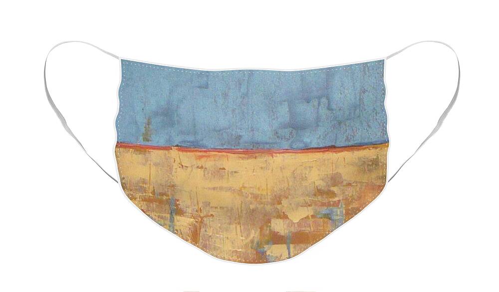Landscape Face Mask featuring the painting Tranquility of Wheat Field by Vesna Antic