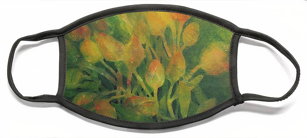 Tulips Face Mask featuring the painting Transient by Milly Tseng