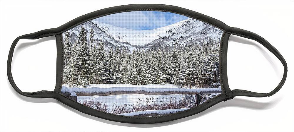 Tuckerman Face Mask featuring the photograph Tuckerman Ravine Winter Fence by White Mountain Images