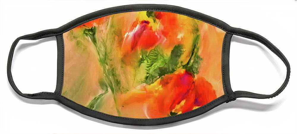 Tulip Face Mask featuring the painting Tulip Wind by Lisa Kaiser