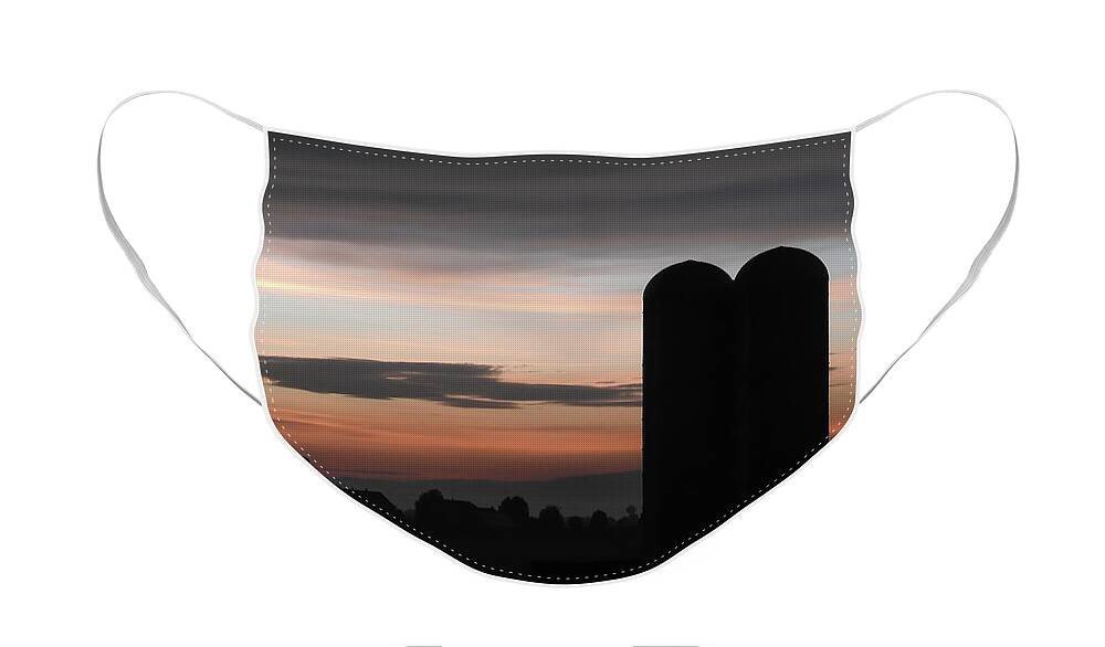 Pink Clouds Face Mask featuring the photograph Twilight Silos by Tana Reiff