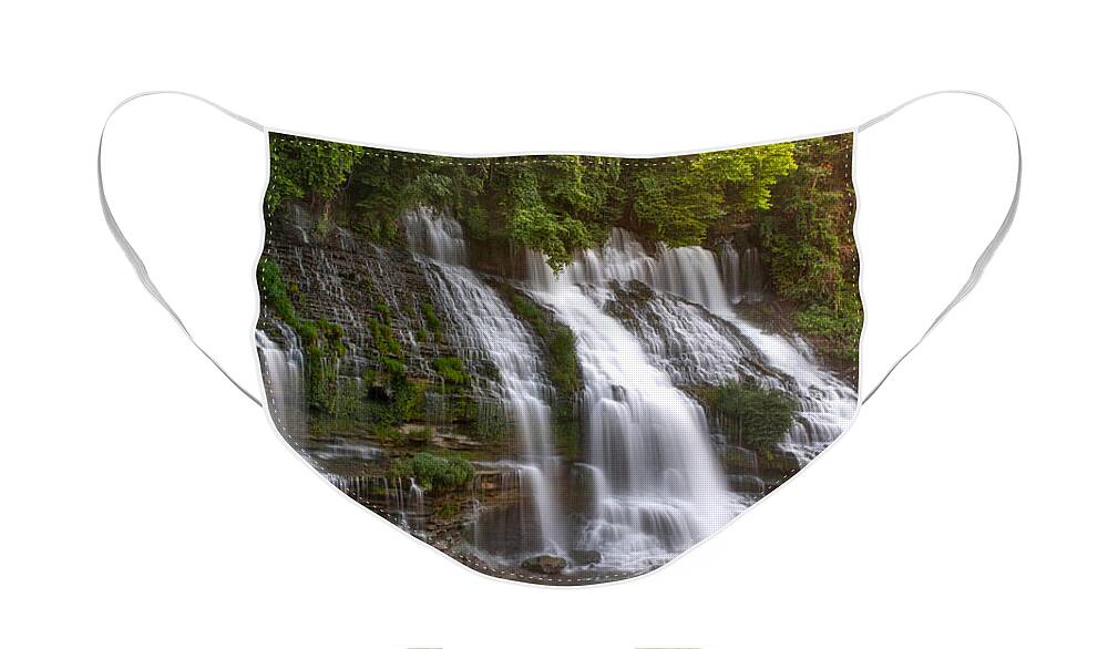 Art Prints Face Mask featuring the photograph Twin Falls at Rock Island by Nunweiler Photography