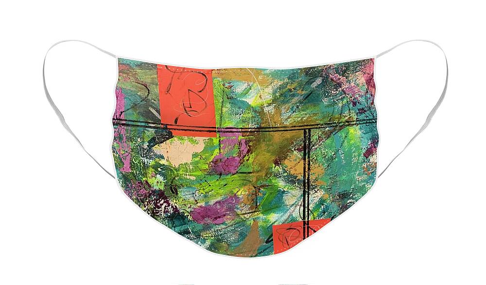 Abstract Face Mask featuring the mixed media Twos Company by Laura Jaffe