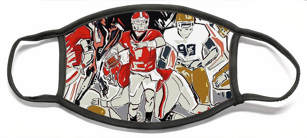 Uga Football Face Mask featuring the painting UGA Notre Dame by John Gholson