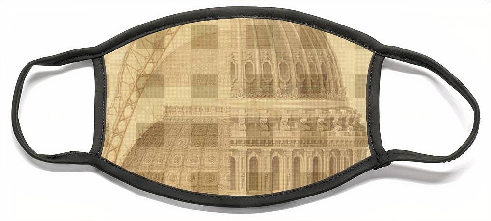 Thomas Ustick Walter Face Mask featuring the drawing United States Capitol, Section of Dome, 1855 by Thomas Ustick Walter