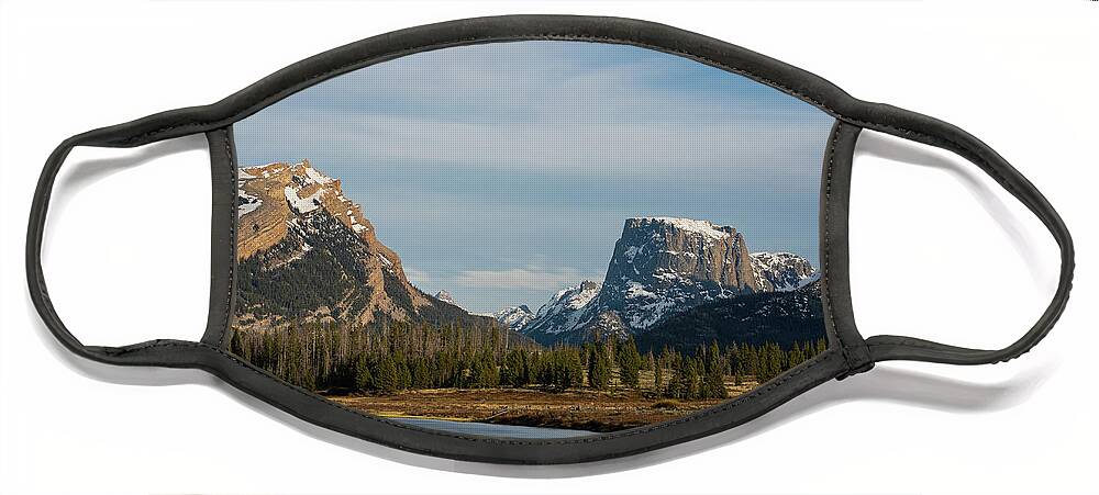 Wind River Range Face Mask featuring the photograph Upper Green River with Square Top Mountain in background by Julieta Belmont