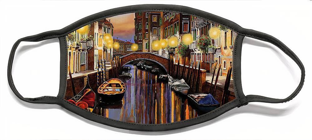 Venice Face Mask featuring the painting Venice at Dusk by Guido Borelli