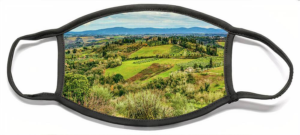 Tuscany Face Mask featuring the photograph Verdant Tuscan Springtime by Marcy Wielfaert