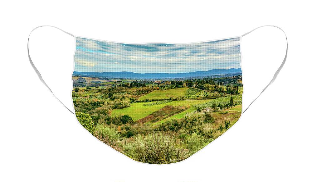 Tuscany Face Mask featuring the photograph Verdant Tuscan Springtime by Marcy Wielfaert