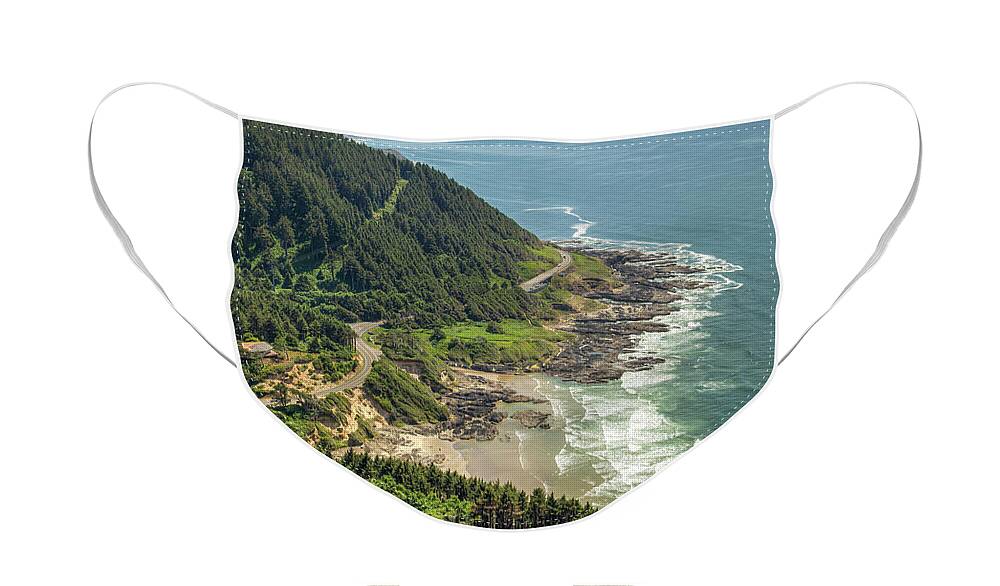 Cape Perpetua Face Mask featuring the photograph View From Cape Perpetua - Vertical 01050 by Kristina Rinell