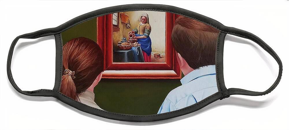 Vermeer Face Mask featuring the painting Viewing Vermeer by Vic Ritchey