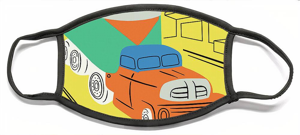 Campy Face Mask featuring the drawing Vintage Commercial Truck by CSA Images